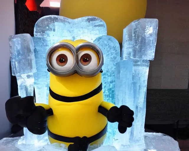 Image similar to ice sculpture inspired by a minion.