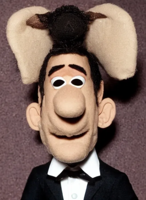 Prompt: Dave gahan made as a Muppet, by Jim Henson, close up photo, detailed face, look-alike, singing, Depeche mode, stage,