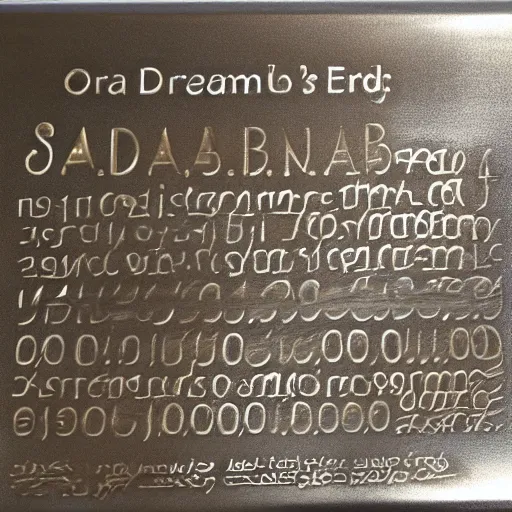 Prompt: dreambot scripture engraved on slabs of metal, computers