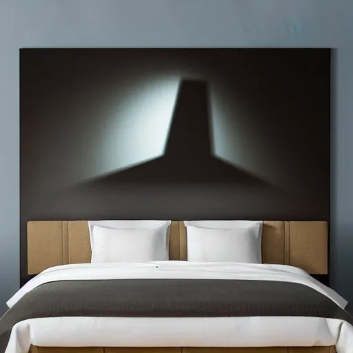 Prompt: painting of a tall black shadow in front of someone's bed staring at them while they sleep