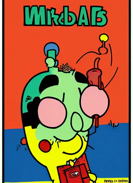 Image similar to little mr pill head, poster art by bob larkin and roger hargreaves