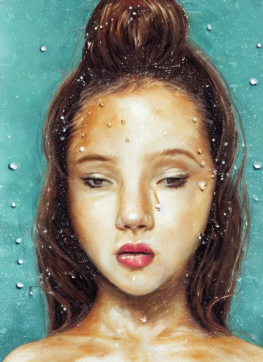 Prompt: portrait of a girl, honey dripping down her, hyper-realistic, high-tech