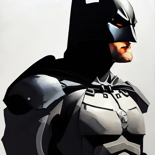 Prompt: greg manchess portrait painting of armored bruce wayne aka batman as overwatch character, medium shot, asymmetrical, profile picture, organic painting, sunny day, matte painting, bold shapes, hard edges, street art, trending on artstation, by huang guangjian and gil elvgren and sachin teng
