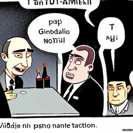 Prompt: vladimir putin being kicked out of a bar, cartoonish, in the style of genndy tartakovsky