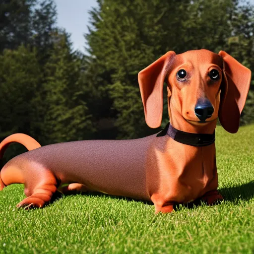 Image similar to realistic photo of a 1000 foot long dachshund dog