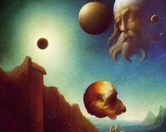 Image similar to universe a cosmology quest a mental state of ideas, a closeup simple vector pop surrealism, by ( leonardo da vinci ) and greg rutkowski and rafal olbinski