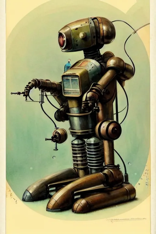 Image similar to ( ( ( ( ( 1 9 5 0 s retro science fiction robot laboratory. muted colors. ) ) ) ) ) by jean - baptiste monge!!!!!!!!!!!!!!!!!!!!!!!!!!!!!!