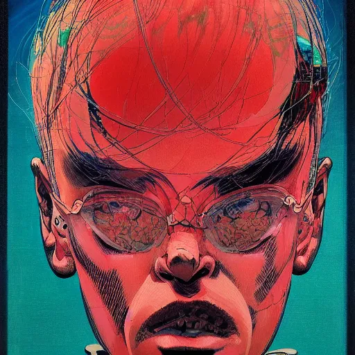 Image similar to prompt : soviet punk portrait soft light painted by james jean and katsuhiro otomo and erik jones, inspired by akira anime, smooth face feature, intricate oil painting, high detail illustration, sharp high detail, manga and anime 1 9 9 9