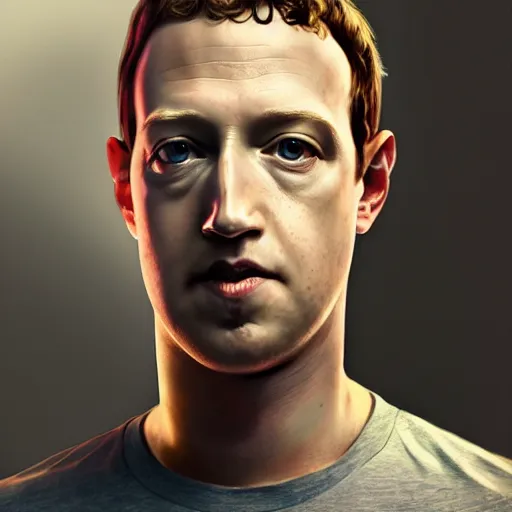 Image similar to imposing, ominous portrait of Mark Zuckerberg as a grand theft auto 5 loading screen, symmetry, front view, intricate, studio, art by anthony macbain + greg rutkowski + alphonse mucha, concept art, 4k, sharp focus