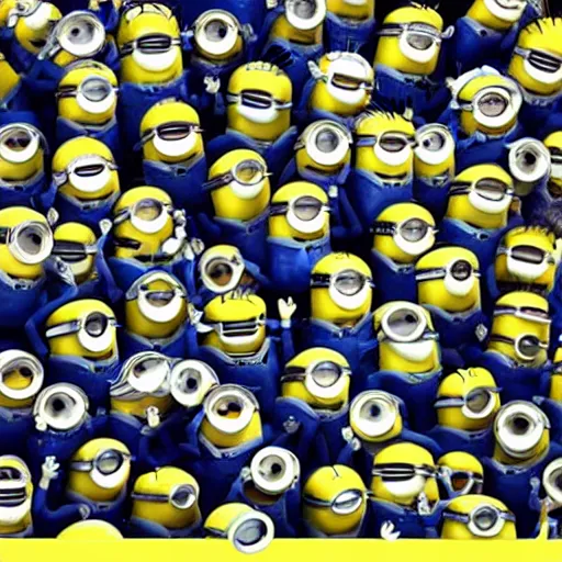 Prompt: minions taking over the world