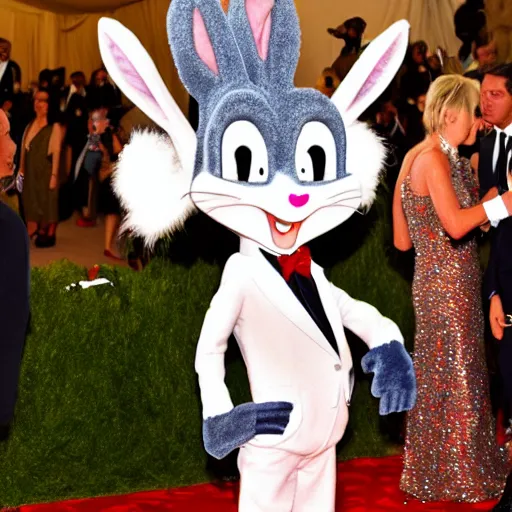 Image similar to photo of bugs bunny at the met gala