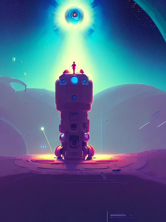 Image similar to robotic expedition of star birth by christopher balaskas and anton fadeev and dan mumford and beeple and norman rockwell, asymmetrical!!, asymmetry!!, hyperrealistic, solarpunk, high contrast, intricate details, ultra detailed, space, nebula, sharp focus, astronomy, science, crisp edges, sharp edges, hdr, mist, reflections