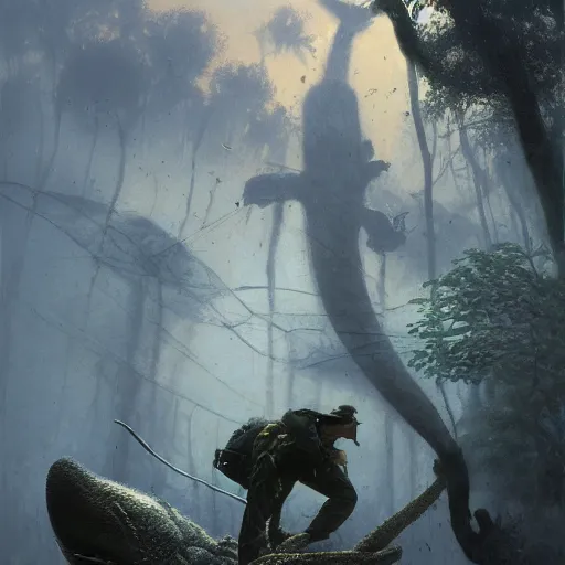 Image similar to UHD lost footage of The Death of Steve Irwin, by Antonio Caparo and Ferdinand Knab and Greg Rutkowski, modernism, concept art, tonalism illustration, detailed, UHD, photorealistic, correct face, trending on artstation