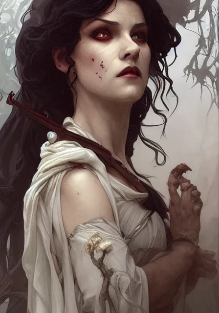 Image similar to snow white zombie apocalypse mummy and demons, intricate, elegant, highly detailed, digital painting, artstation, concept art, smooth, sharp focus, illustration, art by artgerm and greg rutkowski and alphonse mucha and william - adolphe bouguereau