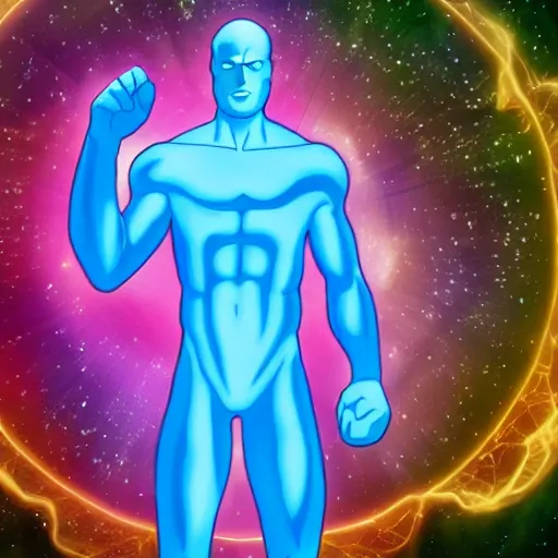 Prompt: doctor manhattan in a children's 3 d animated cartoon movie