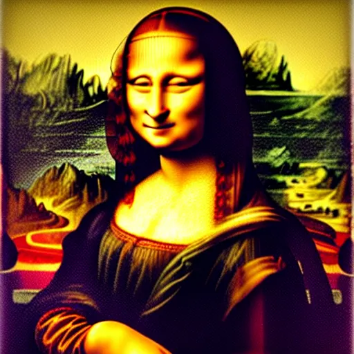 Image similar to mona lisa made of beans,