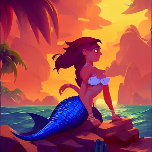 Image similar to painting mermaid treasure on sea of thieves game avatar hero smooth face median photoshop filter cutout vector, behance hd by jesper ejsing, by rhads, makoto shinkai and lois van baarle, ilya kuvshinov, rossdraws global illumination