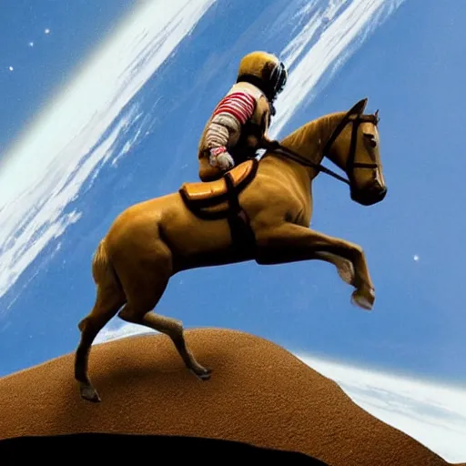 Prompt: an astronaut riding a horse