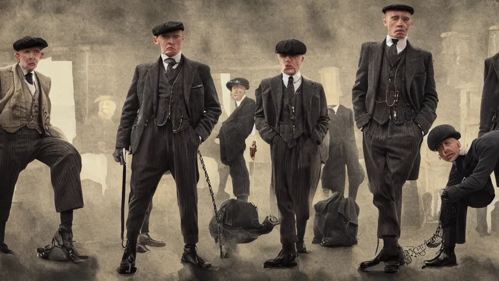 Image similar to the peaky blinders made of peanuts