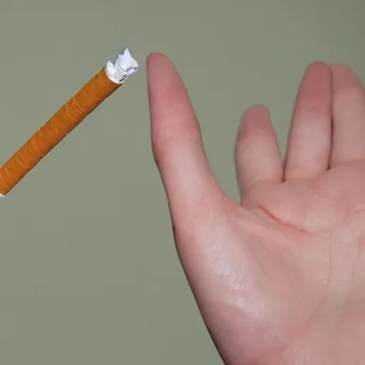 Image similar to cigarette in fingers, hyper realistic