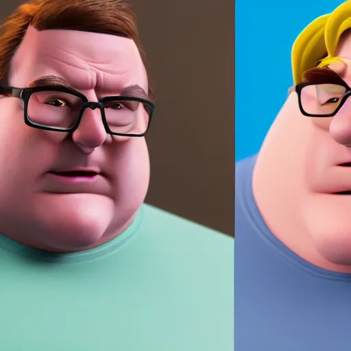 Image similar to Real life Peter Griffin with a cleft chin, volumetric lighting, portrait, high detail face, face enhance, 4k resolution, octane render,
