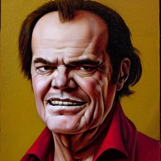 Image similar to a renaissance style portrait painting of Jack Nicholson