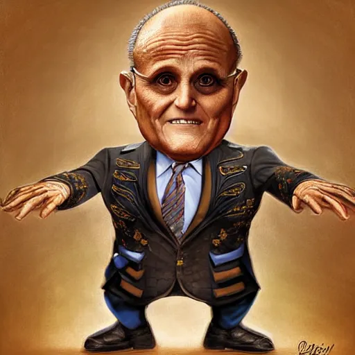 Image similar to digital painting of a rudy giuliani in a ballet custume by filipe pagliuso and justin gerard, symmetric, fantasy, highly, detailed, realistic, intricate