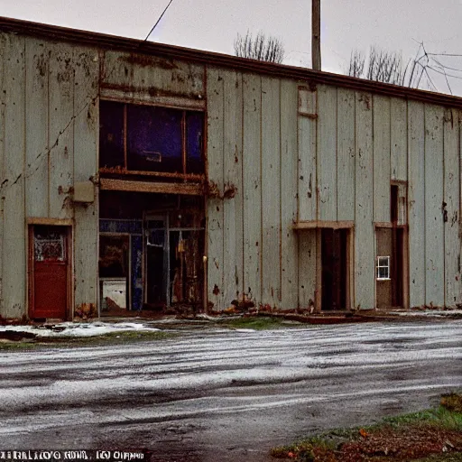 Image similar to an abandoned store's exterior in the middle of nowhere, by saul leiter, ultra detailed, rainy, beautiful