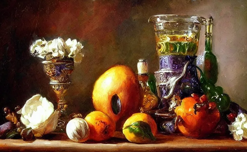 Image similar to Alchemy amazing still life composition. By Konstantin Razumov, chiaroscuro, highly detailded