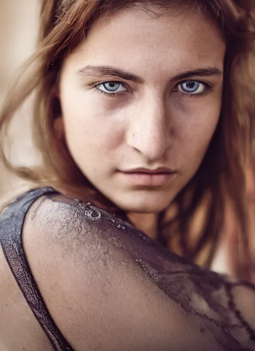 Prompt: portrait of a beautiful 20-year-old Italian woman by Brian Ingram, close up, detailed, award winning, Sony a7R