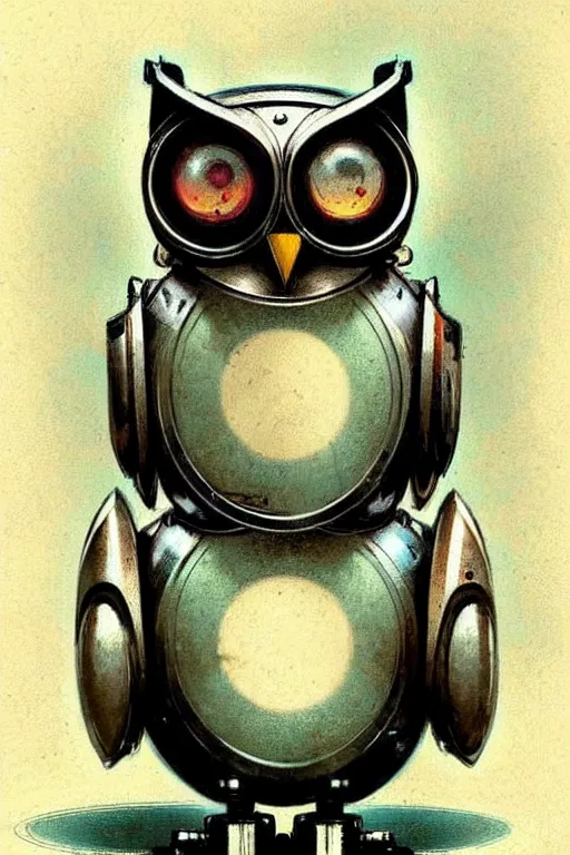 Image similar to (((((1950s retro robot owl . muted colors.))))) by Jean-Baptiste Monge !!!!!!!!!!!!!!!!!!!!!!!!!!!!!!