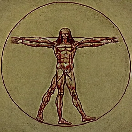 Image similar to Vitruvian Man Drawing by Leonardo da Vinci as hieroglyph in egypt