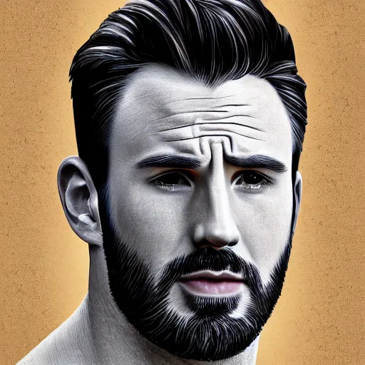 Image similar to portrait of chris evans, highly detailed, centered, solid color background, digital painting