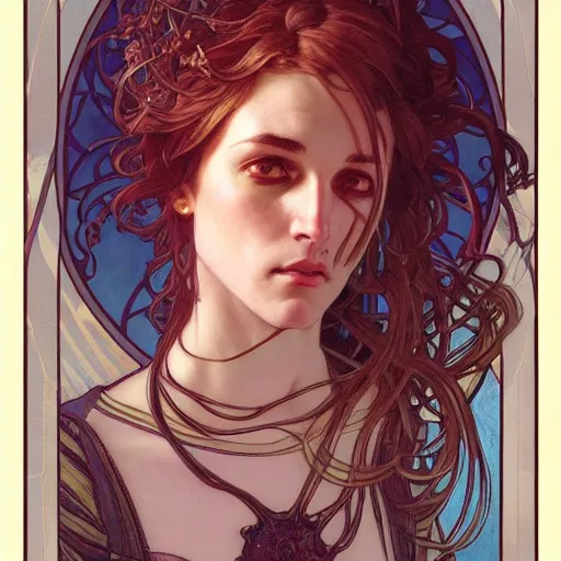 Image similar to full portrait of neil again an as destiny from the sandman comics, fantasy, d & d, intricate, detailed, by by alphonse mucha, adolfo hohenstein, alice russell glenny, stanley artgerm lau, greg rutkowski, detailed, trending on artstation, trending on artstation, smooth