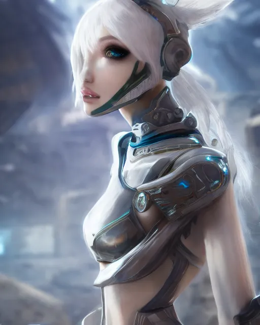 Image similar to android girl in egyptian ruins, warframe armor, white hair, atmosphere, glow, detailed, intricate, beautiful face, cinematic lighting, trending on artstation, blue eyes, 4 k, focused, extreme details, cinematic, masterpiece, by akihito tsukushi