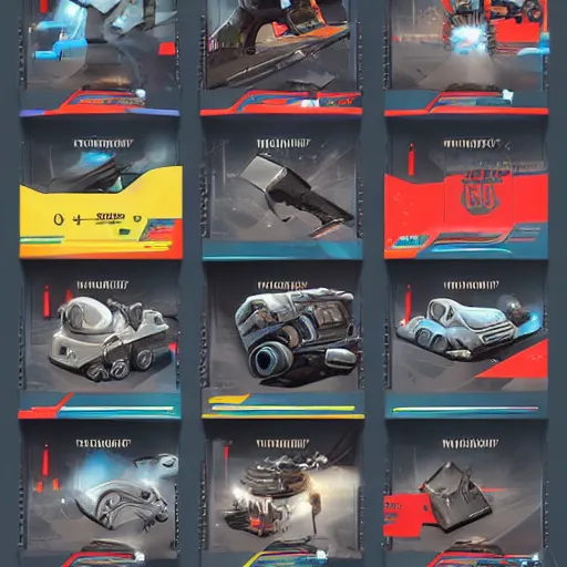 Image similar to car engine car parts concept art card, comic page, realistic fortnite, ui card