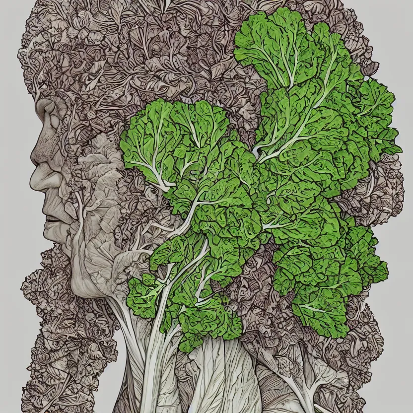 Prompt: the anatomy of a head of lettuce, an ultrafine detailed painting by james jean, intricate linework, full color, studio ghibli, behance contest winner, vanitas, angular, altermodern, unreal engine