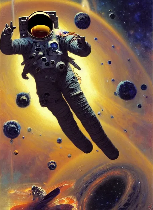 Image similar to an astronaut falling into a black hole, highly detailed painting by gaston bussiere, craig mullins, j. c. leyendecker 8 k