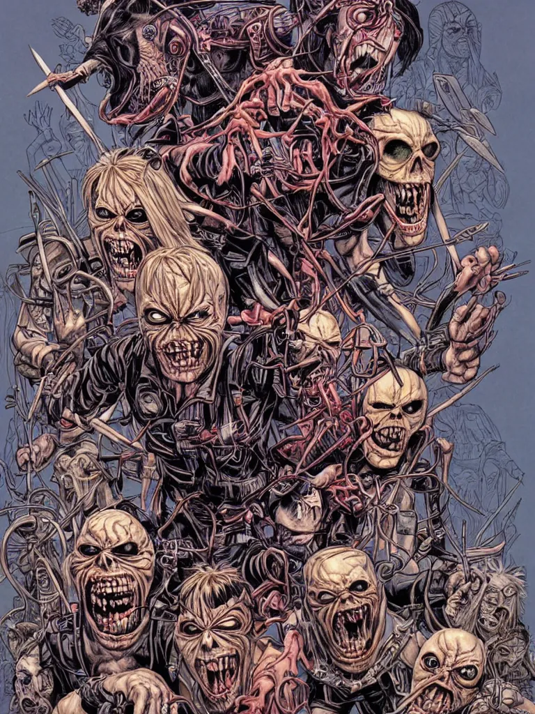 Prompt: iron maiden's eddie drawn by james jean on a fables comicbook cover