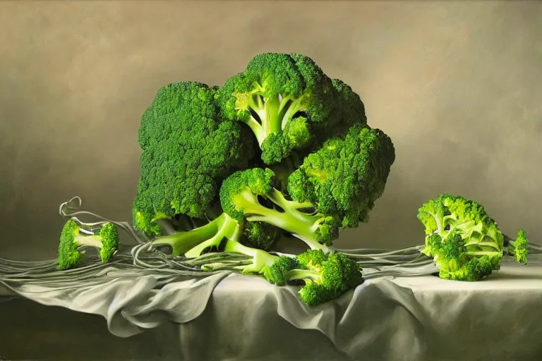 Image similar to broccoli music, surrealism, elegant oil painting, highly detailed