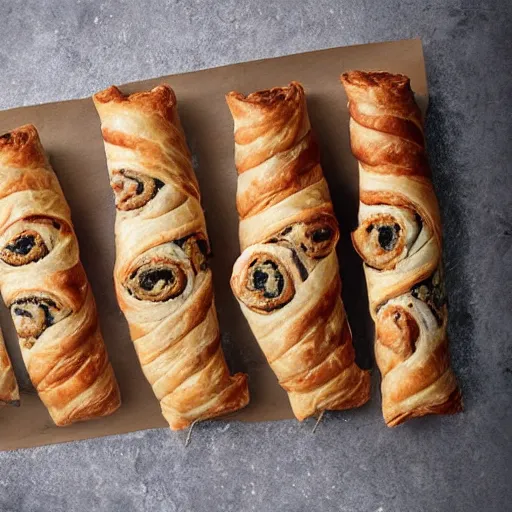 Image similar to ceaseless watcher, turn your gaze upon this wretched greggs sausage roll, photograph