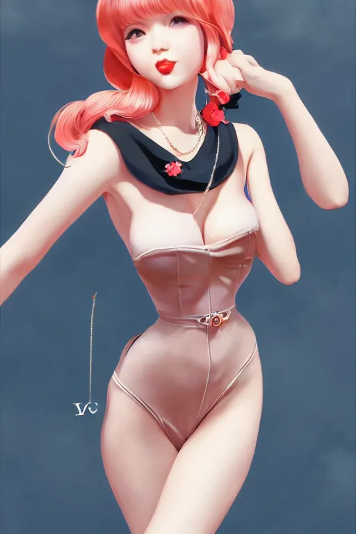 Image similar to a pin up and beautiful fashion charming dreamlke japan girl with lv jewelry, character art, art by wlop and and ilya kuvshinov, hyperdetailed, 8 k realistic, symmetrical, frostbite 3 engine, cryengine, dof, trending on artstation, digital art