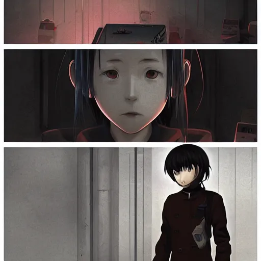 Image similar to lain iwakura, serial experiments : lain. highly detailed, digital painting, artstation, concept art, illustration, by ken saito, lya pilnev, siwoo kim, christophe young, anna podedworna, yin zhen chu, zeronis, magdalena radziej,