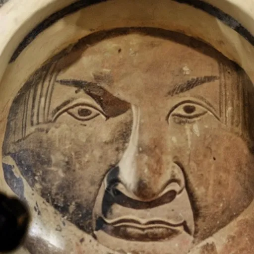 Image similar to a portrait of Lee Kuan Yew on an ancient greek pot found in Athens, British Musuem