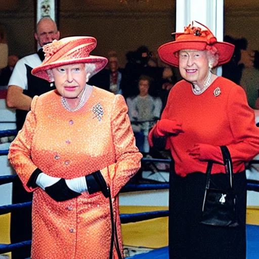 Image similar to the queen of england winning a boxing match