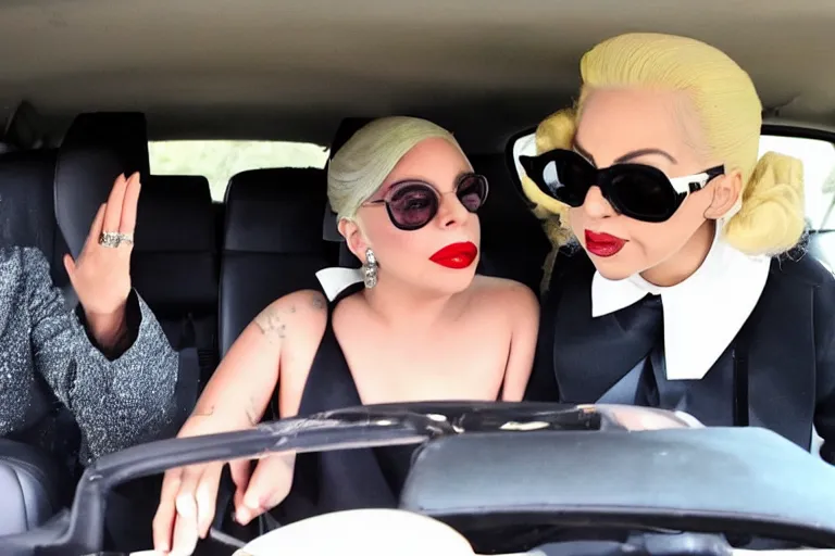 Image similar to lady gaga and judy garland carpool karaoke