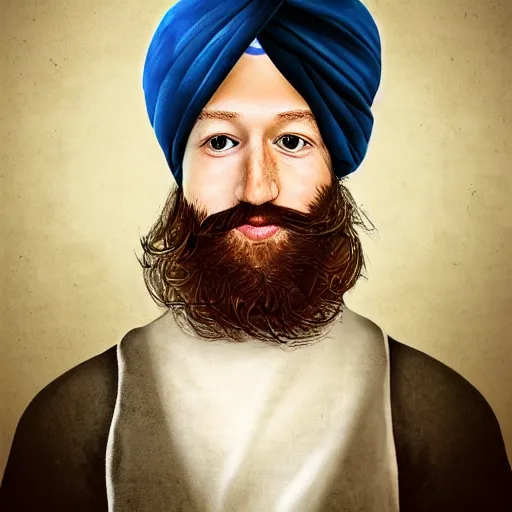 Image similar to a portrait of mark zuckerberg wearing a long beard and a turban joining the taliban. i