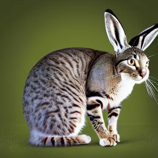 Image similar to a feline hare - cat - hybrid, animal photography