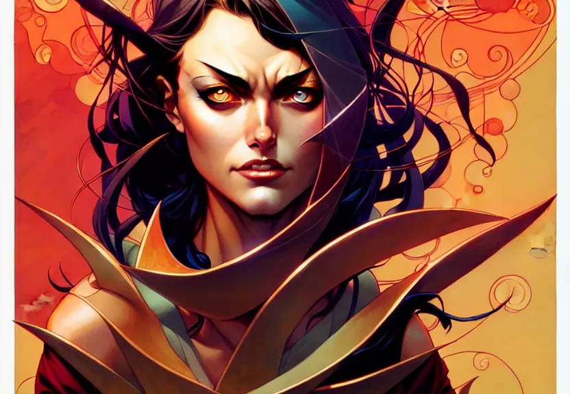 Image similar to artgerm, joshua middleton comic cover art, pretty pirate phoebe tonkin smiling, full body, symmetrical eyes, symmetrical face, long curly black hair, on a pirate ship background, warm colors