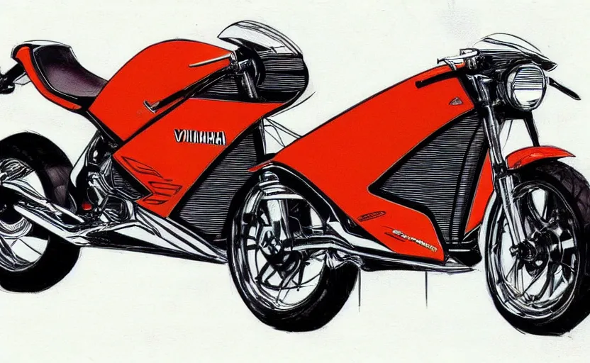 Image similar to 1 9 8 0 s yamaha sport motorcycle concept, sketch, art,